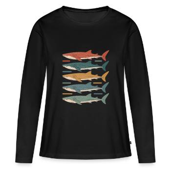 Requin baleine Requin Créatures de la mer Mer - T-shirt manches longues Premium bio Femme - noir - Devant - Julia (174cm)