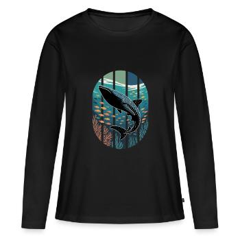 Requin baleine Requin Créatures de la mer Mer - T-shirt manches longues Premium bio Femme - noir - Devant - Julia (174cm)