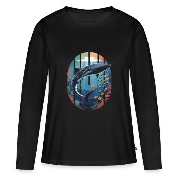 baleine requin créatures marines requin mer océan - T-shirt manches longues Premium bio Femme - noir - Devant - Julia (174cm)