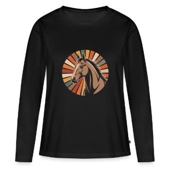 Cavalier - T-shirt manches longues Premium bio Femme - noir - Devant - Julia (174cm)