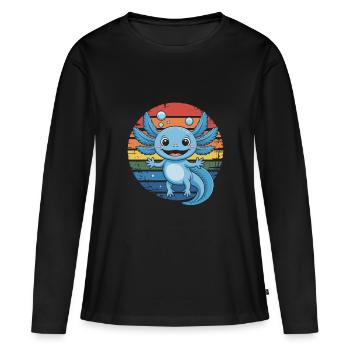 Axolotl Amphibie - Frauen Premium Bio Langarmshirt - Schwarz - Vorne - Julia (174cm)