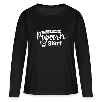 Lustiges Sprichwort „Mais“ - Frauen Premium Bio Langarmshirt - Schwarz - Vorne - Julia (174cm)