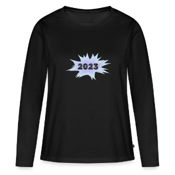 Bulle 2023 - T-shirt manches longues Premium bio Femme - noir - Devant - Julia (174cm)