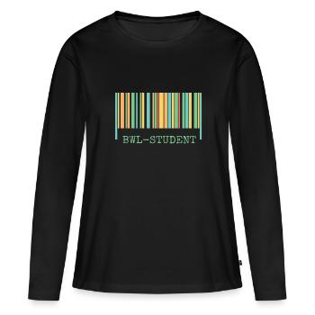Strichcode bwl Student - Frauen Premium Bio Langarmshirt - Schwarz - Vorne - Julia (174cm)
