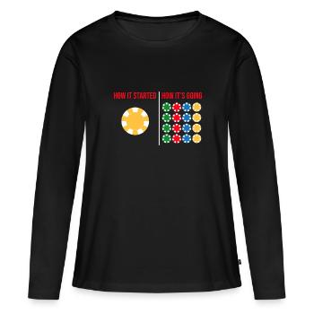 Comment ça a commencé Comment ça va jouer aux cartes Poker - T-shirt manches longues Premium bio Femme - noir - Devant - Julia (174cm)