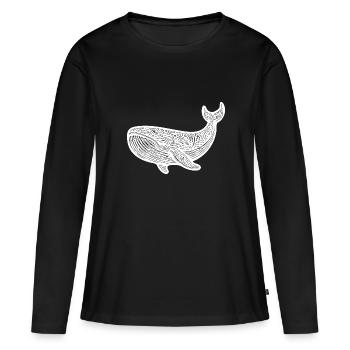 Grande baleine nageant Vintage créature de mer - T-shirt manches longues Premium bio Femme - noir - Devant - Julia (174cm)