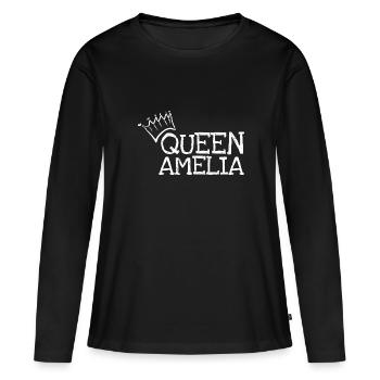 Amelia - Frauen Premium Bio Langarmshirt - Schwarz - Vorne - Julia (174cm)