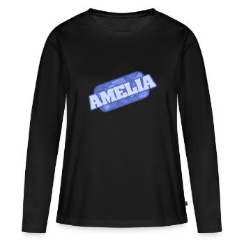 Amelia - Frauen Premium Bio Langarmshirt - Schwarz - Vorne - Julia (174cm)