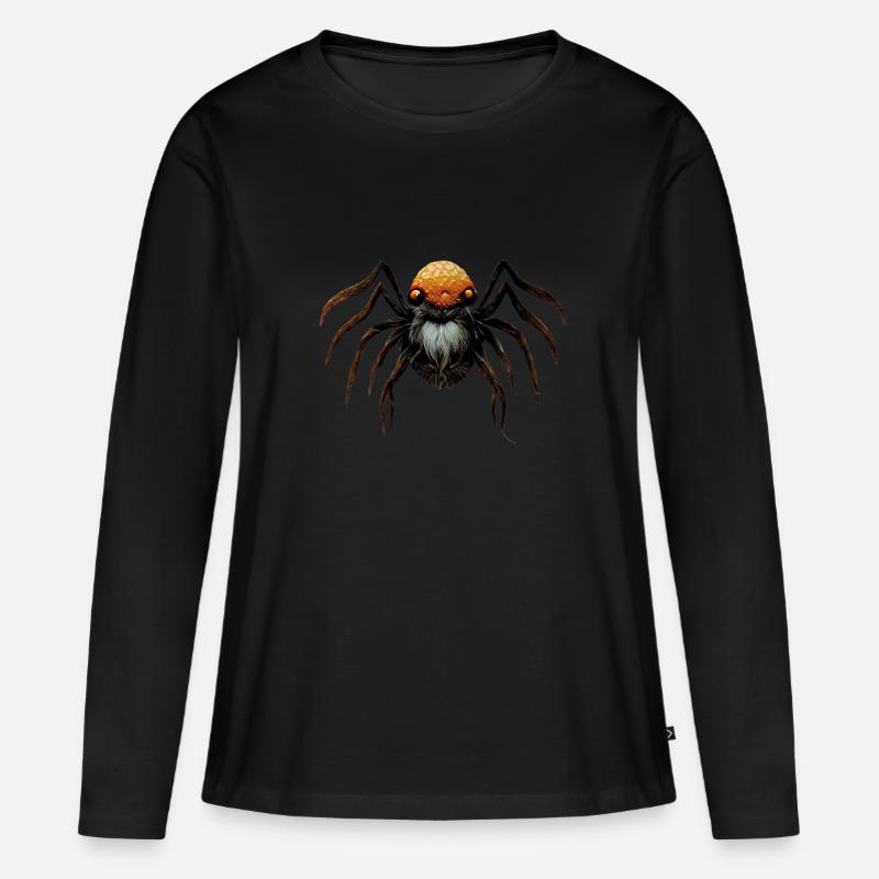 Haarige Spinne - Frauen Premium Bio Langarmshirt - Schwarz