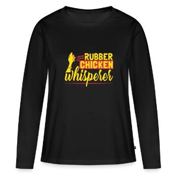 Gummi-Hühnerflüsterer - Frauen Premium Bio Langarmshirt - Schwarz - Vorne - Julia (174cm)