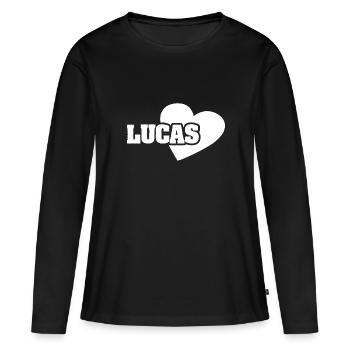 J’adore Lucas - T-shirt manches longues Premium bio Femme - noir - Devant - Julia (174cm)