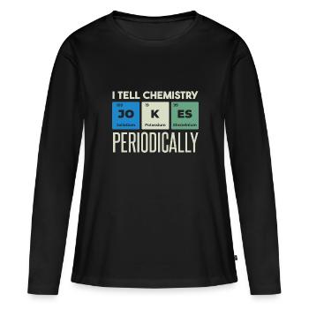 Je raconte des blagues de chimie - T-shirt manches longues Premium bio Femme - noir - Devant - Julia (174cm)