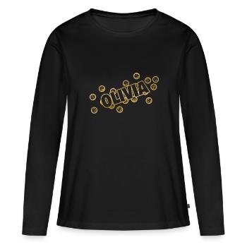 Prénom Olivia - T-shirt manches longues Premium bio Femme - noir - Devant - Julia (174cm)
