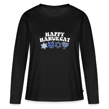 Joyeux Hanoukka Hanukcat costume juif Menorah - T-shirt manches longues Premium bio Femme - noir - Devant - Julia (174cm)