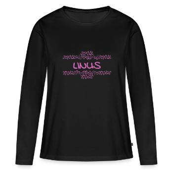 Prénom Linus - T-shirt manches longues Premium bio Femme - noir - Devant - Julia (174cm)