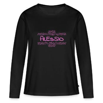 Cadeau pour Alessio - T-shirt manches longues Premium bio Femme - noir - Devant - Julia (174cm)