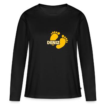 Geburt Deniz - Frauen Premium Bio Langarmshirt - Schwarz - Vorne - Julia (174cm)