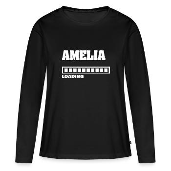 Amelia als Baby - Frauen Premium Bio Langarmshirt - Schwarz - Vorne - Julia (174cm)