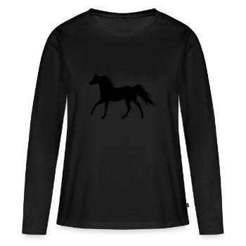 le cheval de cheval - T-shirt manches longues Premium bio Femme - noir - Devant - Julia (174cm)