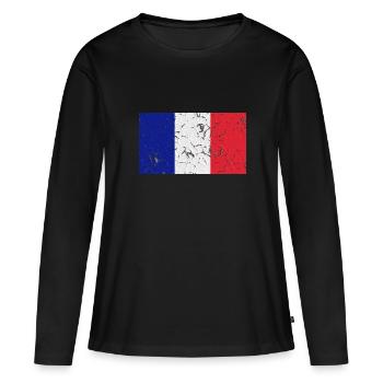 Frankreich - Frauen Premium Bio Langarmshirt - Schwarz - Vorne - Julia (174cm)