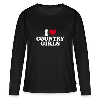 J’aime les filles de la campagne - T-shirt manches longues Premium bio Femme - noir - Devant - Julia (174cm)