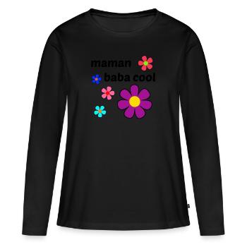 maman Baba Cool - T-shirt manches longues Premium bio Femme - noir - Devant - Julia (174cm)
