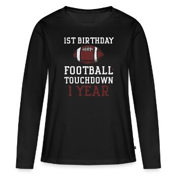 1er anniversaire Football Touchdown... - T-shirt manches longues Premium bio Femme - noir - Devant - Julia (174cm)