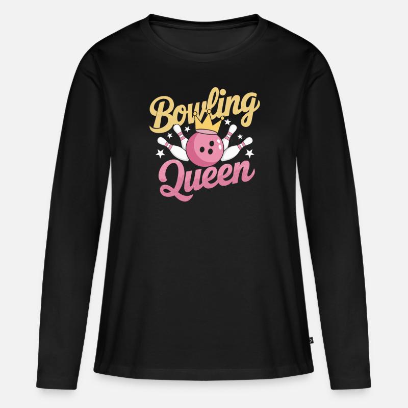 Bowler BowlingQueen - Frauen Premium Bio Langarmshirt - Schwarz