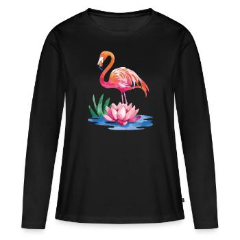 Flamant - T-shirt manches longues Premium bio Femme - noir - Devant - Julia (174cm)