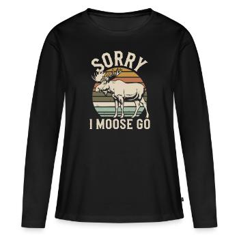 Sorry I Moose Go Elch - Frauen Premium Bio Langarmshirt - Schwarz - Vorne - Julia (174cm)