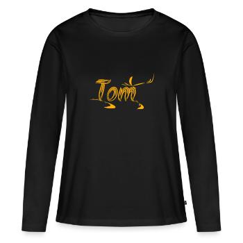 Geschenkidee Tom - Frauen Premium Bio Langarmshirt - Schwarz - Vorne - Julia (174cm)