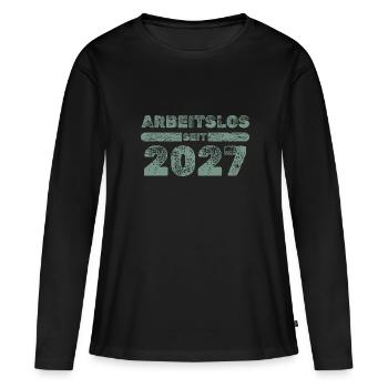 seit 2027 - Frauen Premium Bio Langarmshirt - Schwarz - Vorne - Julia (174cm)