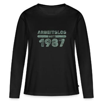 seit 1987 - Frauen Premium Bio Langarmshirt - Schwarz - Vorne - Julia (174cm)