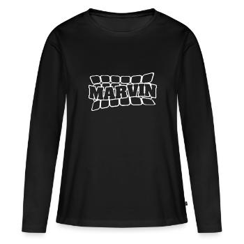 Marvin - Frauen Premium Bio Langarmshirt - Schwarz - Vorne - Julia (174cm)