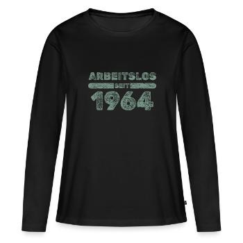 1964 - T-shirt manches longues Premium bio Femme - noir - Devant - Julia (174cm)