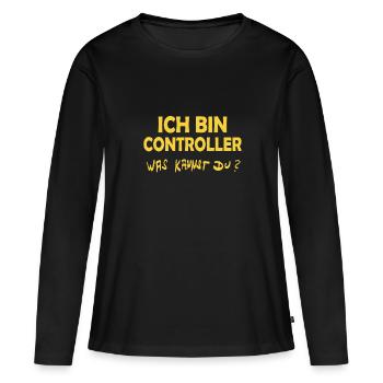 Métier Contrôleur de Gestion - T-shirt manches longues Premium bio Femme - noir - Devant - Julia (174cm)