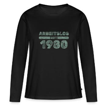 depuis 1980 - T-shirt manches longues Premium bio Femme - noir - Devant - Julia (174cm)