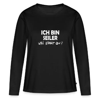 Geschenk für Seiler - Frauen Premium Bio Langarmshirt - Schwarz - Vorne - Julia (174cm)