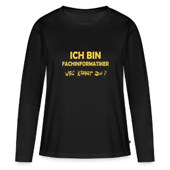 Fachinformatiker als Beruf - Frauen Premium Bio Langarmshirt - Schwarz - Vorne - Julia (174cm)