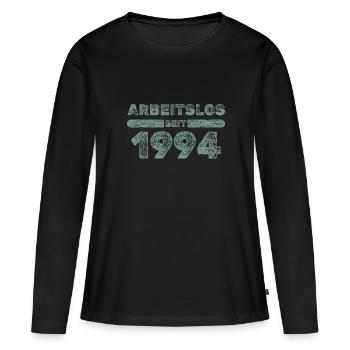 Chômeurs 1994 - T-shirt manches longues Premium bio Femme - noir - Devant - Julia (174cm)