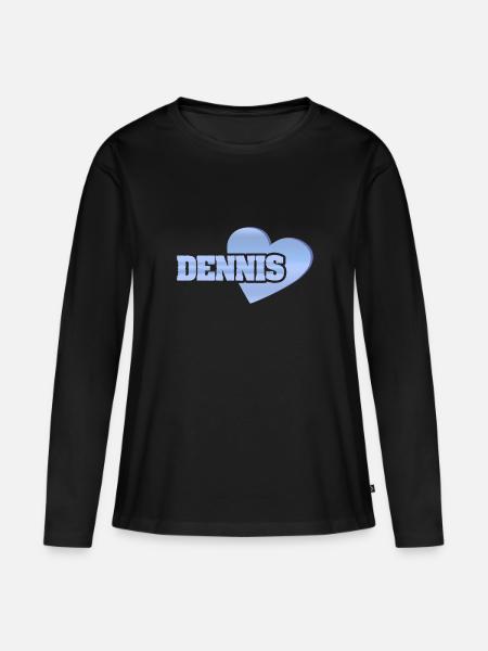 Dennis als Gold - Frauen Premium Bio Langarmshirt - Schwarz