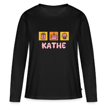 First name Käthe - Women's Premium Organic Long Sleeve Shirt - black - Front - Julia (174cm)
