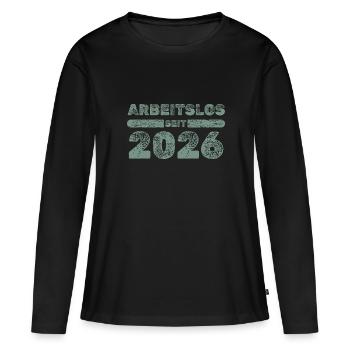 Chômeurs 2026 - T-shirt manches longues Premium bio Femme - noir - Devant - Julia (174cm)