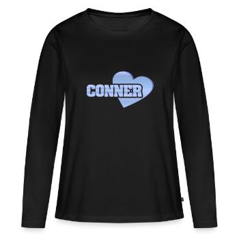 Conner - T-shirt manches longues Premium bio Femme - noir - Devant - Julia (174cm)
