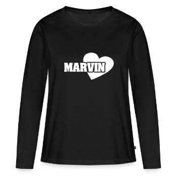 Marvin - Frauen Premium Bio Langarmshirt - Schwarz - Vorne - Julia (174cm)