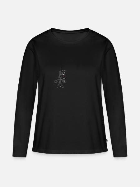 Kampfflugzeug Hornet - Frauen Premium Bio Langarmshirt - Schwarz