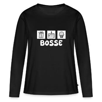 Prénom Bosse - T-shirt manches longues Premium bio Femme - noir - Devant - Julia (174cm)