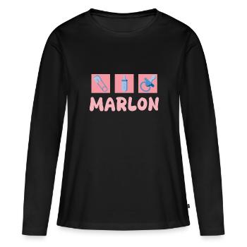 Sucette Marlon - T-shirt manches longues Premium bio Femme - noir - Devant - Julia (174cm)