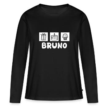 Prénom Bruno - T-shirt manches longues Premium bio Femme - noir - Devant - Julia (174cm)