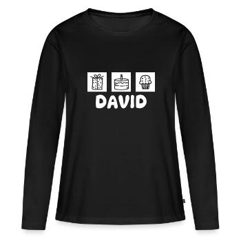 David - Frauen Premium Bio Langarmshirt - Schwarz - Vorne - Julia (174cm)